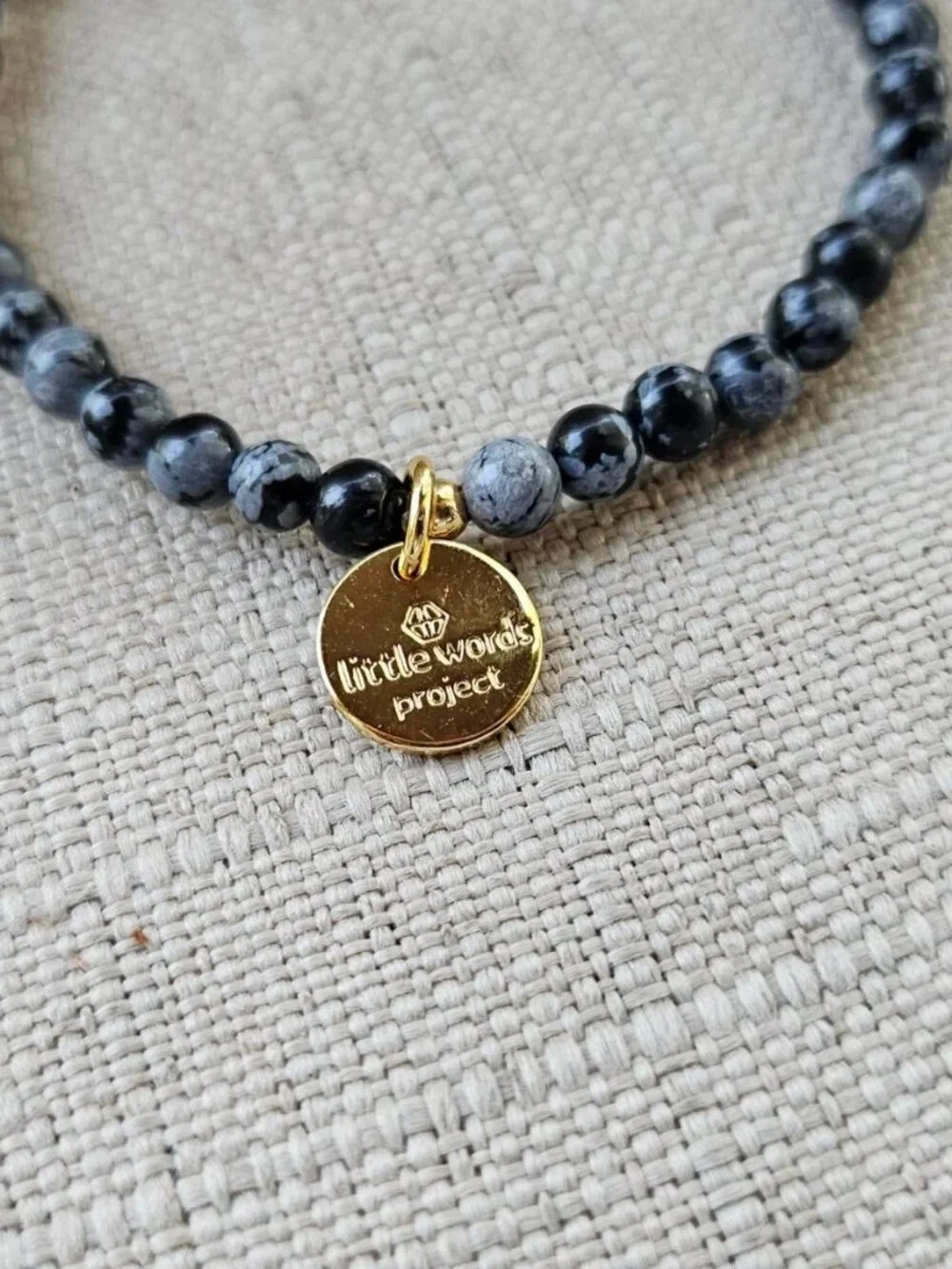 Little Words Project Bracelet Black Beands HE HIM Wrist Band Stretched Lot of 3